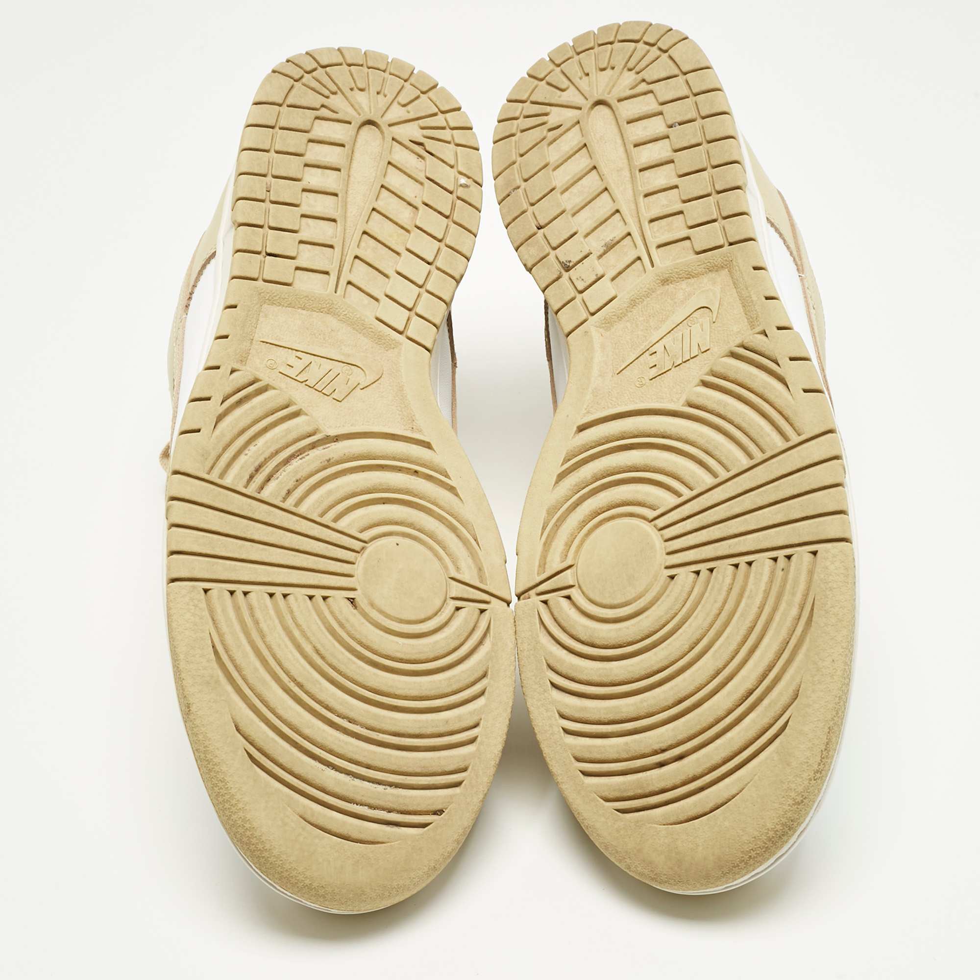 Nike Beige/white Leather Dunk Low Team Gold Sneakers
