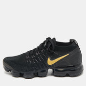 Nike Black Knit Fabric Vapormax Lace Up Sneakers