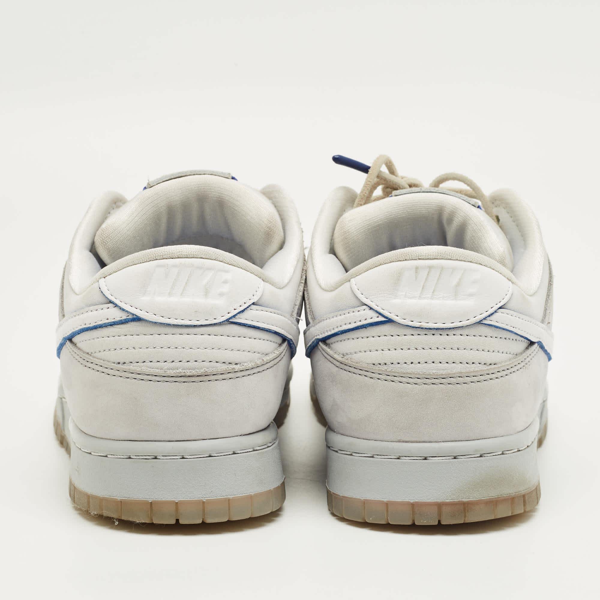 Nike Grey Nubuck Leather Dunk Low Wolf Grey Pure Platinum Sneakers