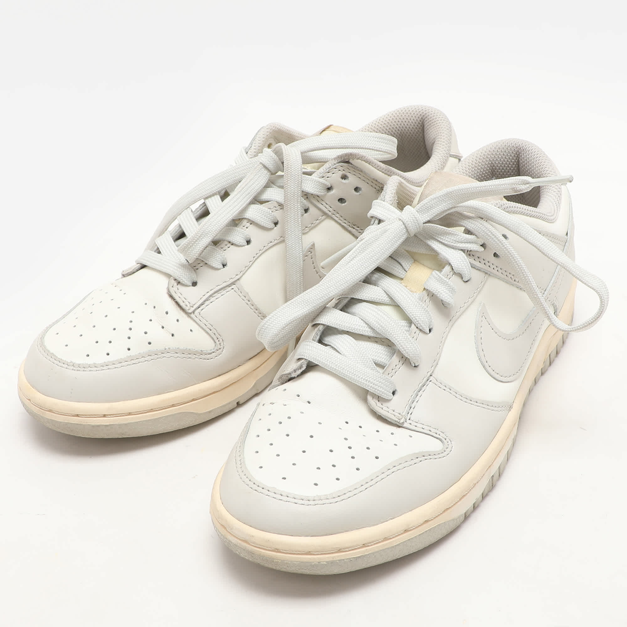 Nike Grey/white Leather "sail Light Bone" Dunk Low Top Sneakers