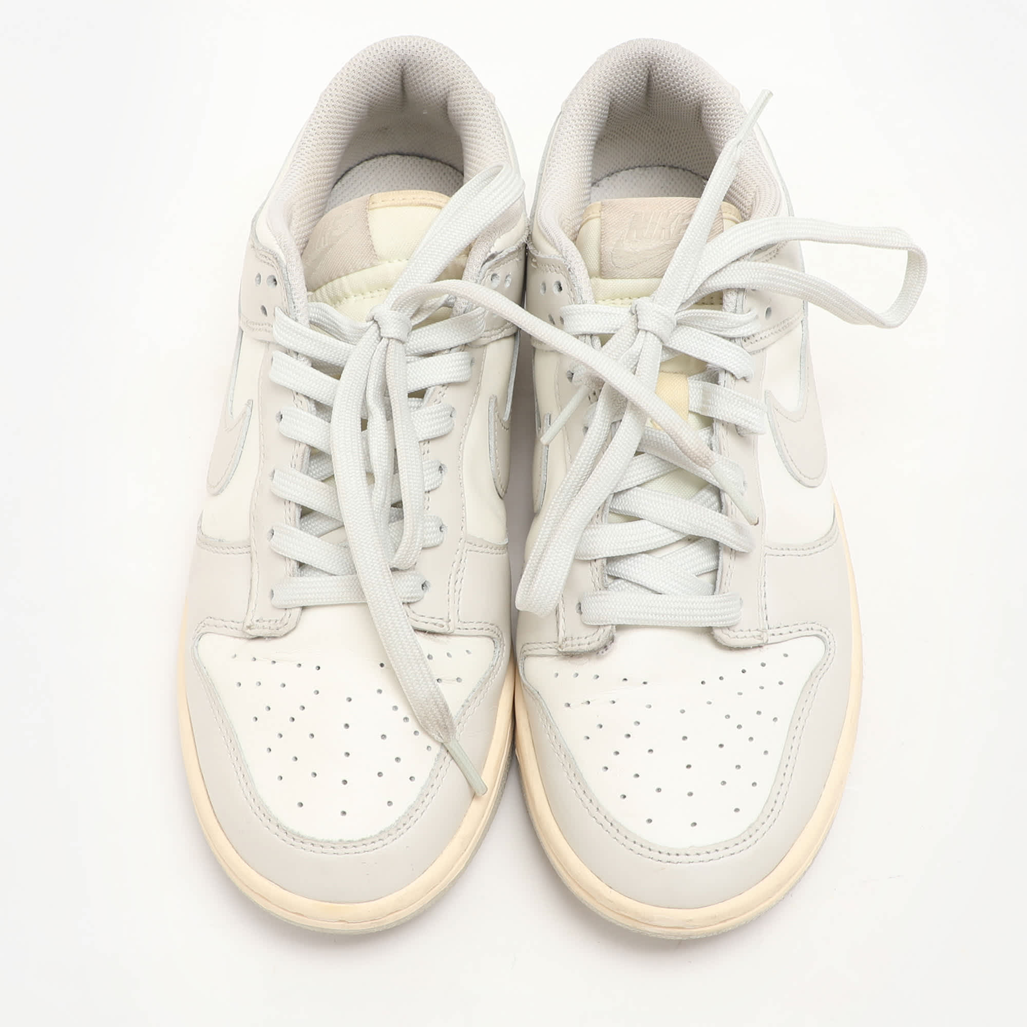 Nike Grey/white Leather "sail Light Bone" Dunk Low Top Sneakers